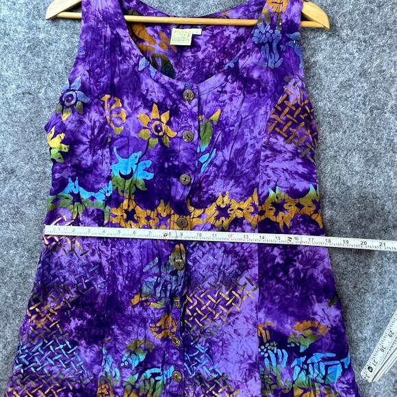 Spicy Bambu Dress Womens Large Purple Boho Hippie Indie Festival Hawaiian Bright - Picture 5 of 6